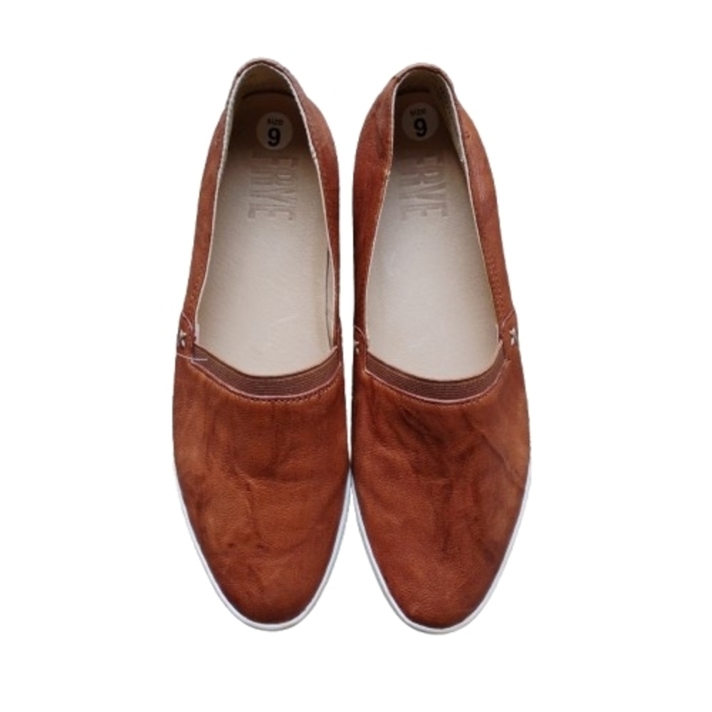 NWOB Frye Melanie Brown Leather Slip-On Sneaker Size 9 Casual Minimalist